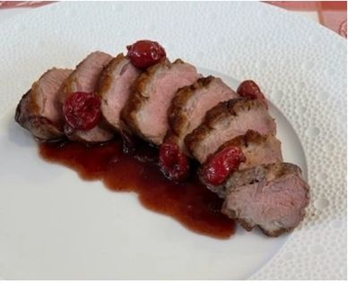 Duck Breast with Tart Cherries and Red Wine Reduction Sauce